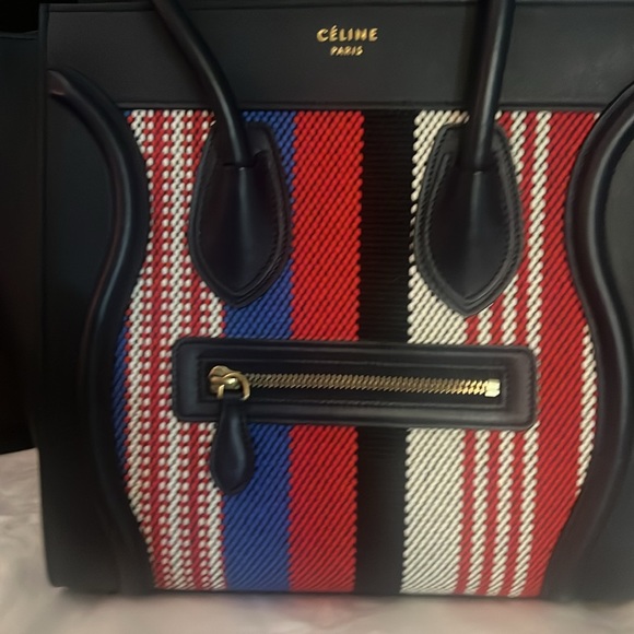 Celine Calfskin Stripped Canvas - Picture 7 of 13